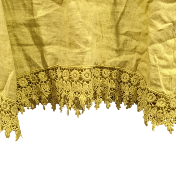 Terzo Millennio 100% Linen Flutter Cap Sleeve Tunic Top Size Medium Chartreuse - Picture 8 of 13